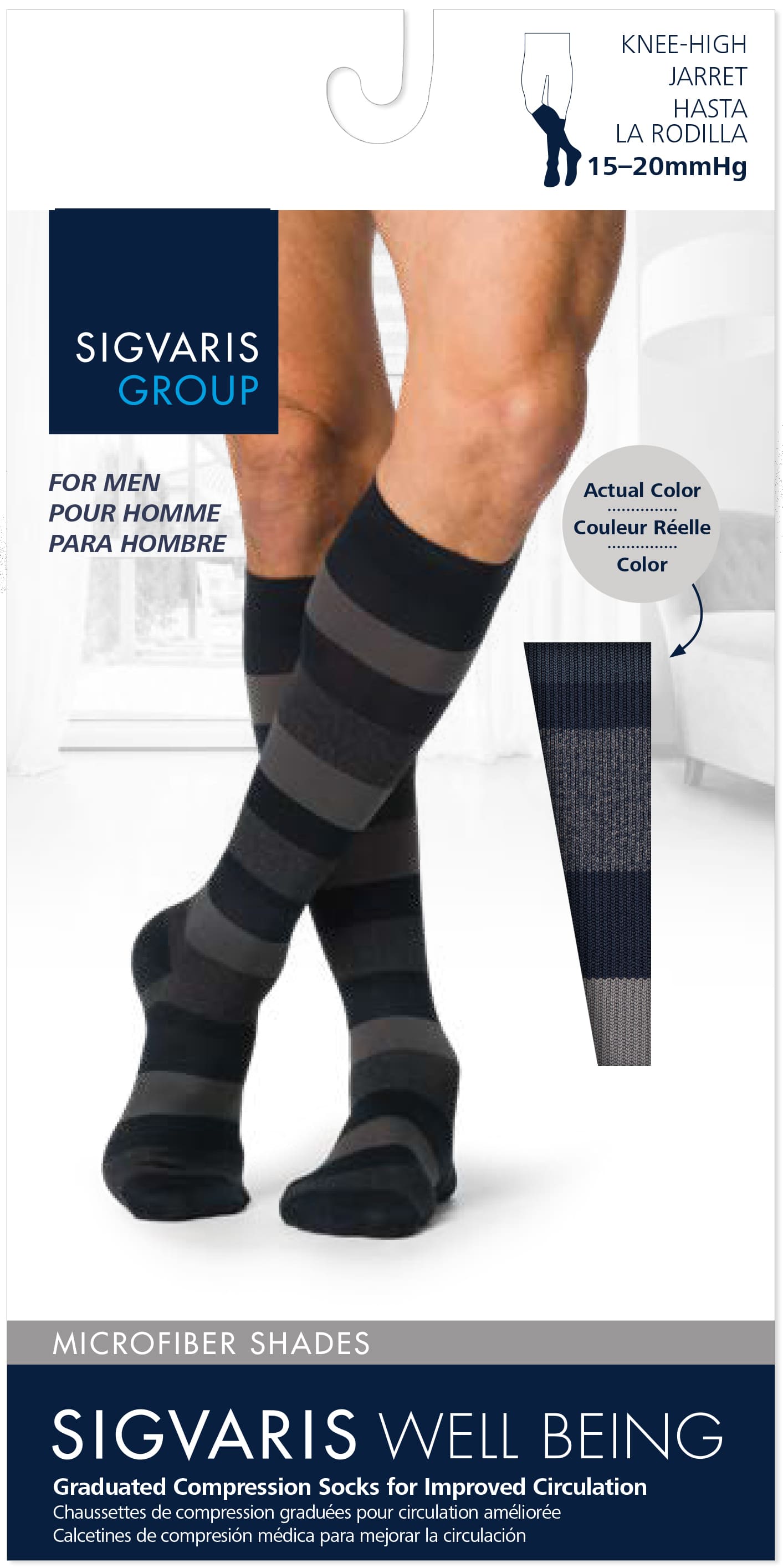 Sigvaris Well Being 183 Men's Microfiber Shades Socks 15-20 mmHg