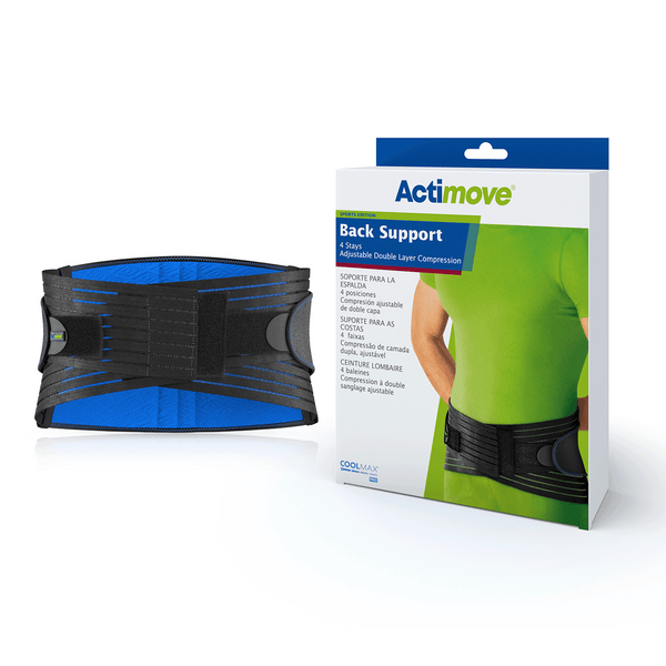 Actimove Sport Back Support 4 Stays Adjustable Double Layer Compression