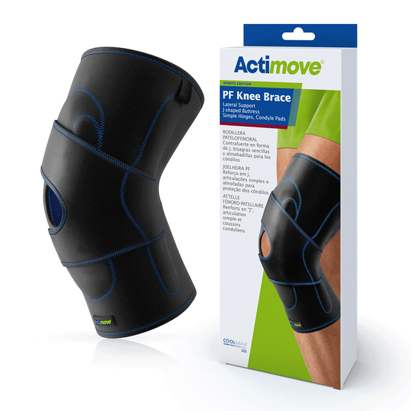 Actimove Sport Left PF Knee Brace Lateral Support Simple Hinges, Condyle Pads, J-shaped Buttress