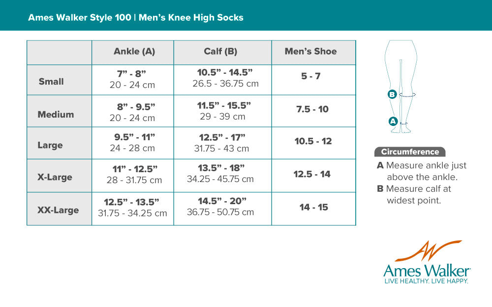 AW 100 Men's Knee High Dress Socks 20-30 mmHg