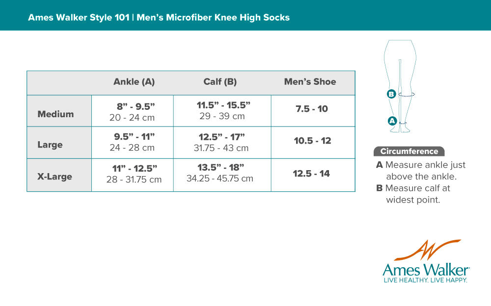 AW 101 Men's Microfiber Knee High Dress Socks 15-20 mmHg