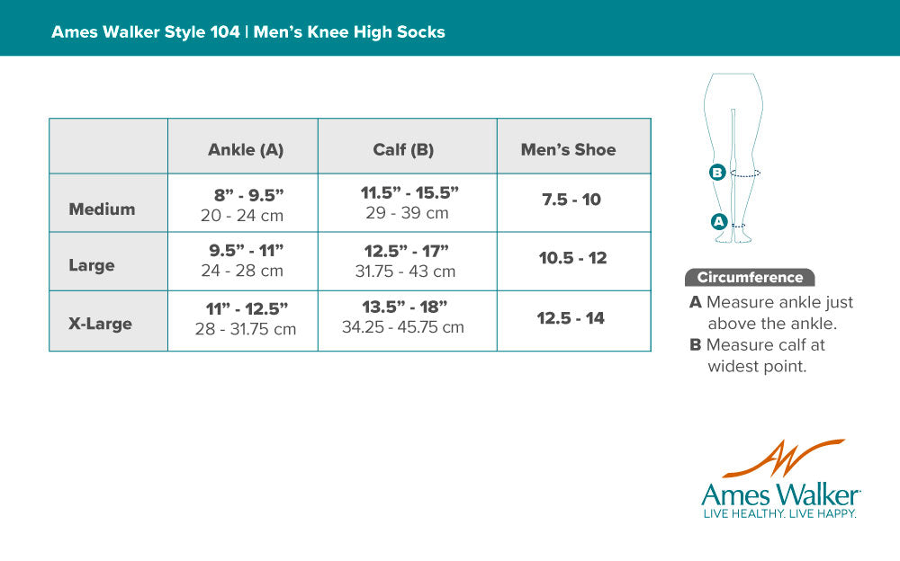 AW 104 Men's Microfiber Knee High Dress Socks 20-30 mmHg