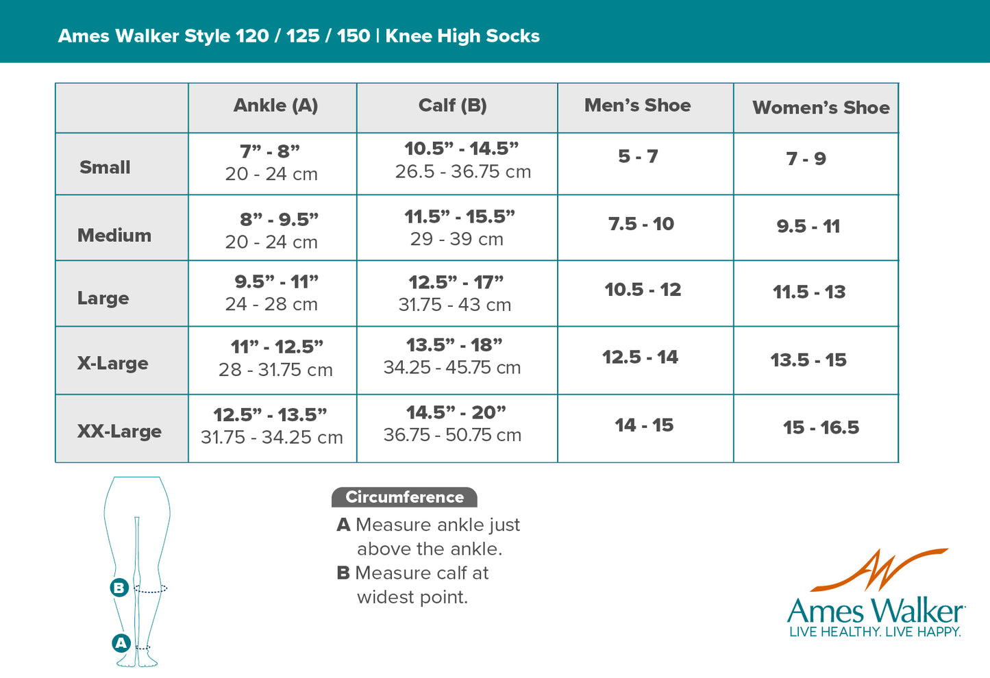 AW 120 / 125 /150 Coolmax Knee High Socks 20-30 mmHg (Variety 3 Pack)