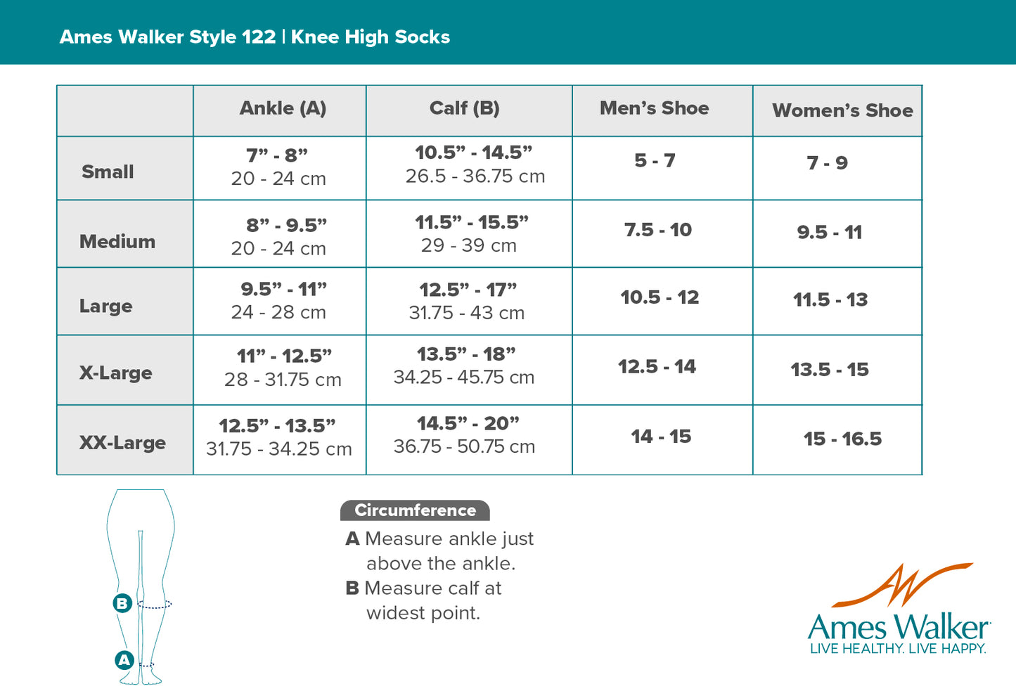 AW 122 Coolmax Knee High Socks 15-20 mmHg