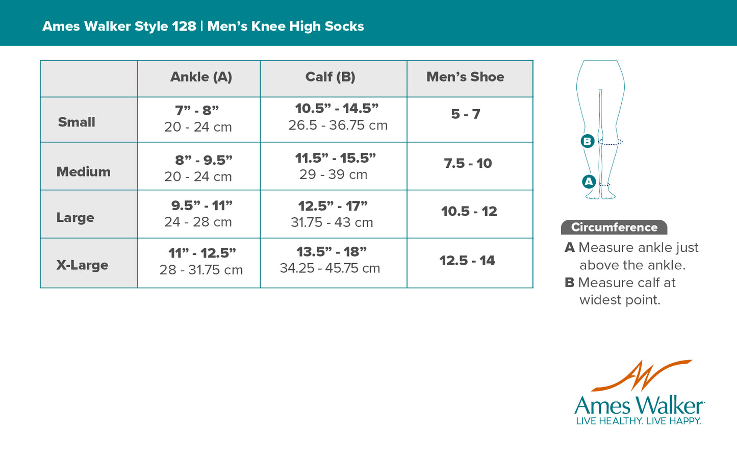 AW 128 Men's Microfiber/Cotton Knee High Dress Socks 20-30 mmHg