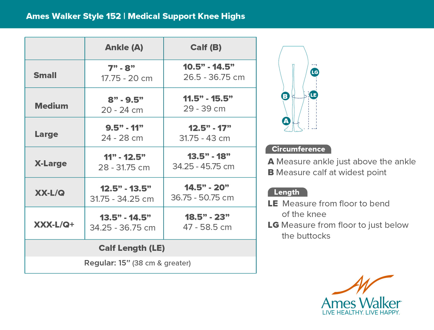 AW 152 Medical Support Knee Highs 15-20 mmHg