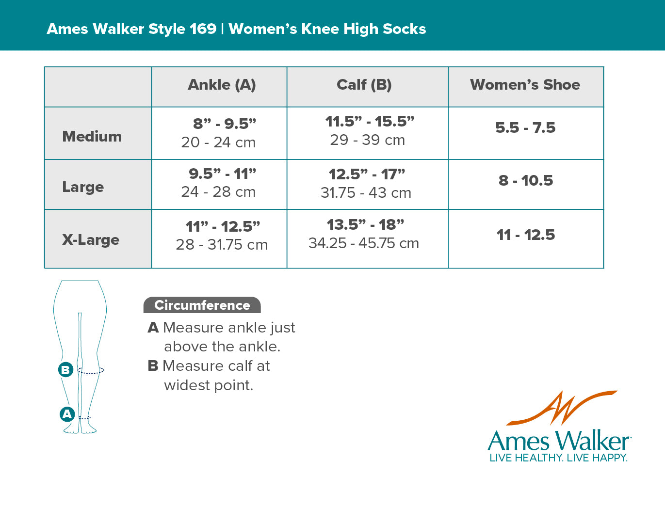 AW 169 Women's Cotton Travel Knee High Socks 15-20 mmHg