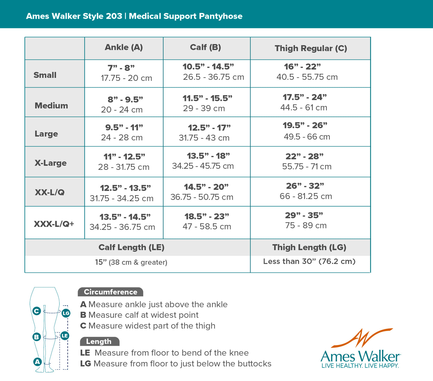 AW 203 Medical Support Pantyhose 20-30 mmHg