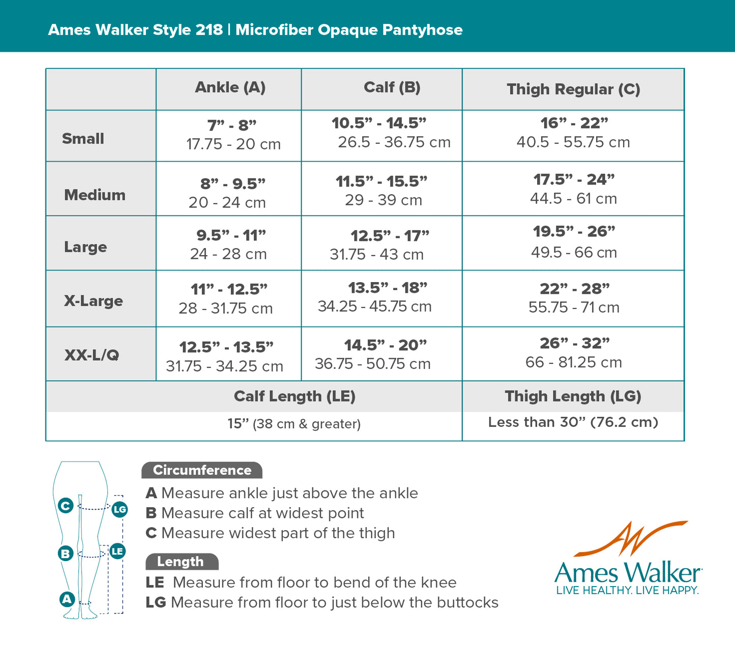 AW 218 Microfiber Opaque Pantyhose 20-30 mmHg