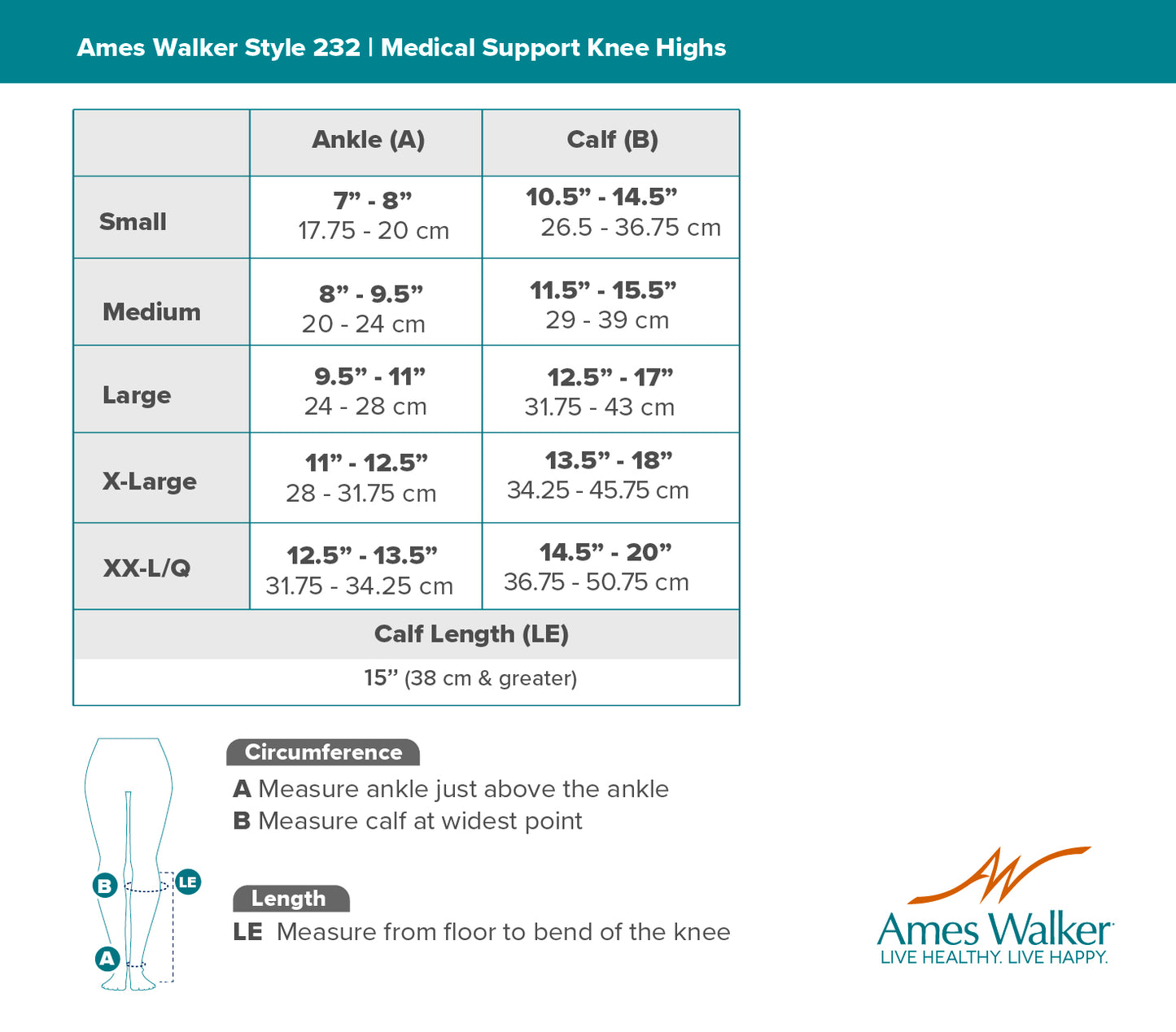 AW 232 Medical Support Knee High w/Zipper 20-30 mmHg