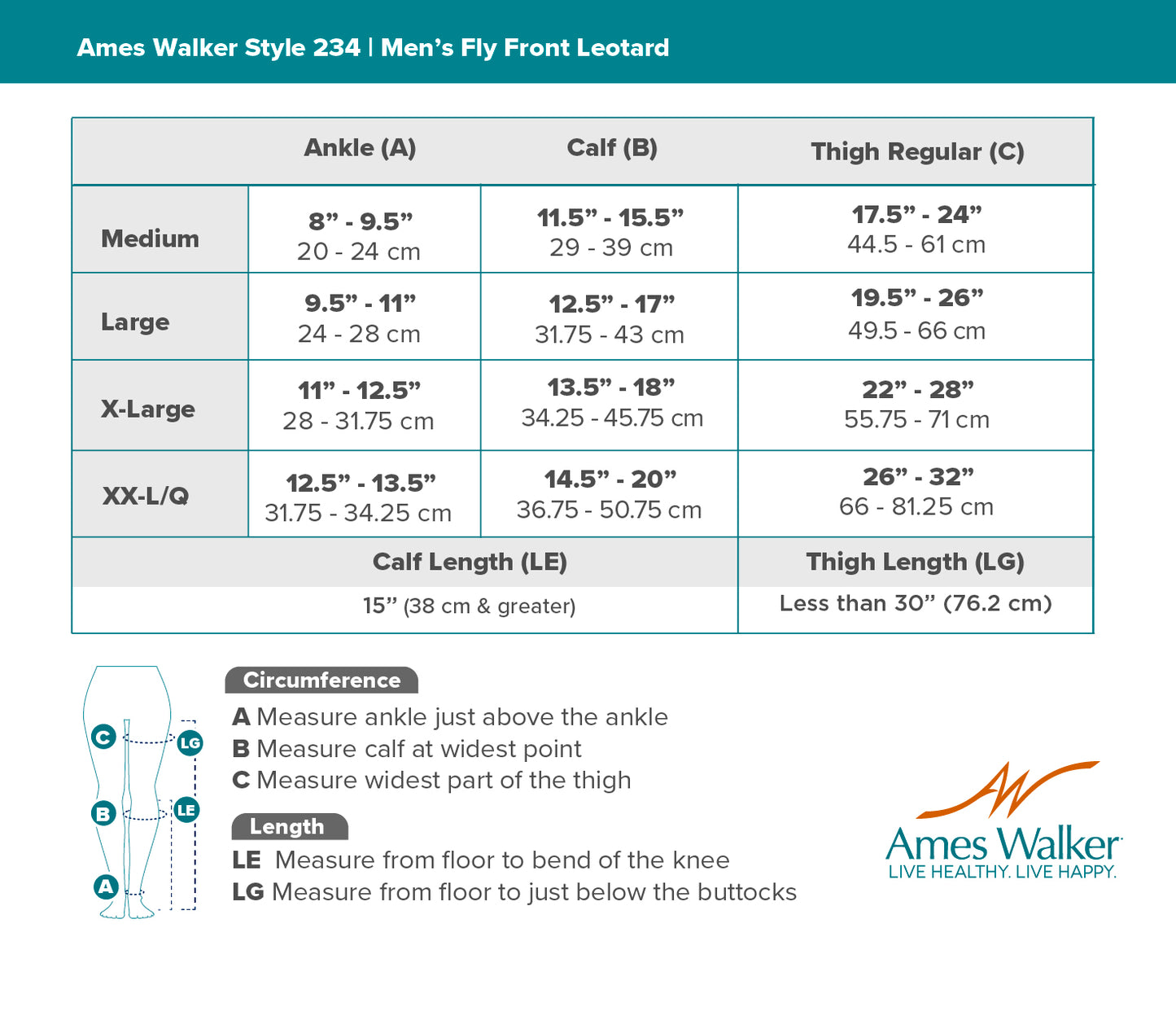 AW 234 Men's Fly Front Leotard 20-30 mmHg