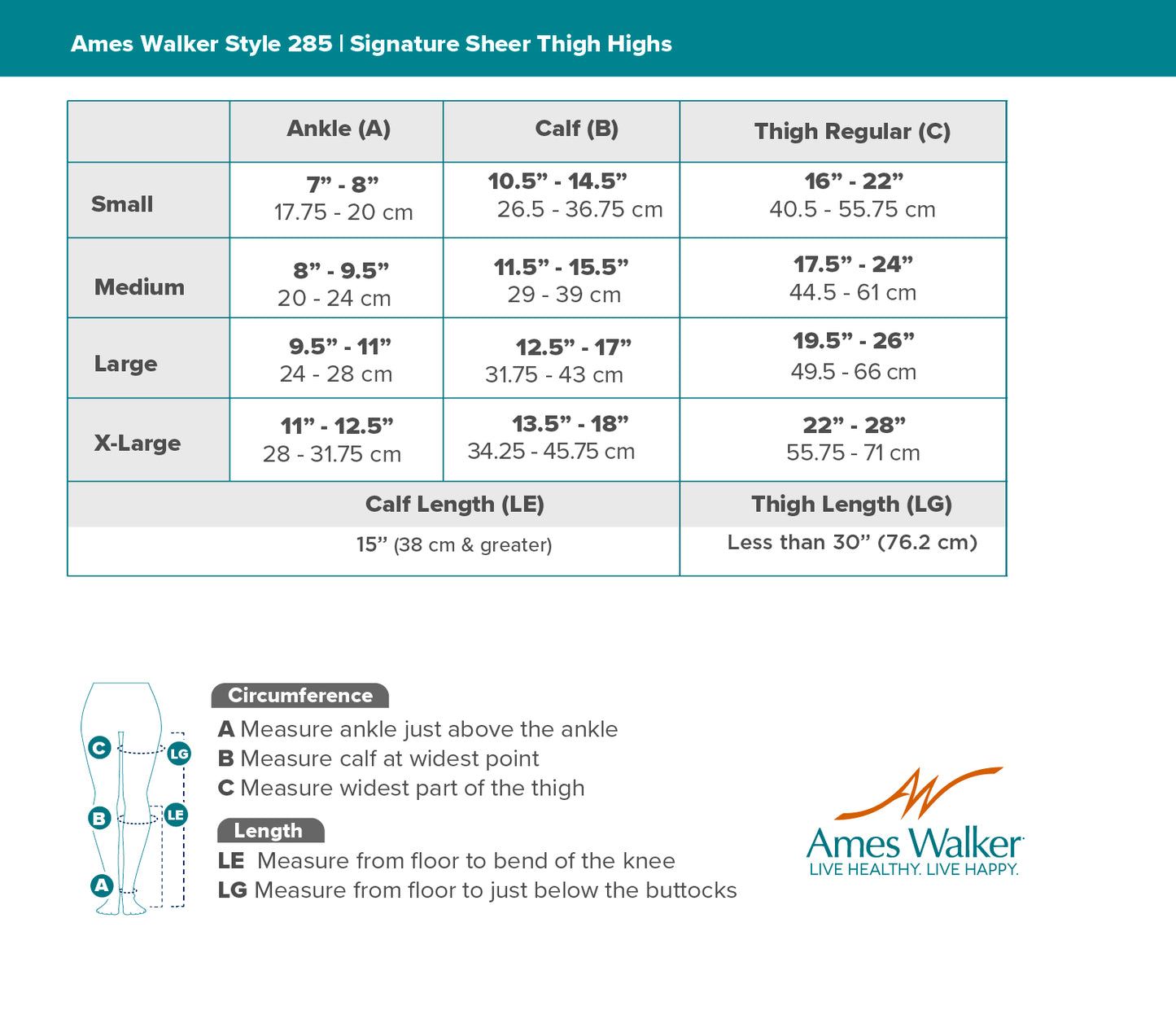 AW 285 Signature Sheer Thigh Highs w/Top Band 20-30 mmHg