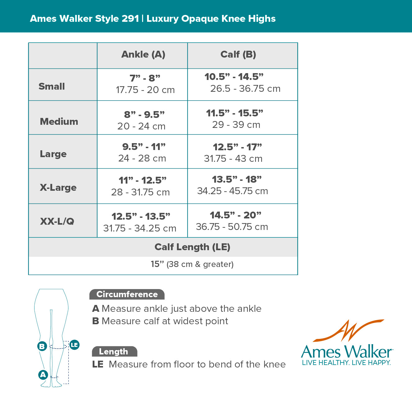 AW 291 Luxury Opaque Knee Highs 20-30 mmHg