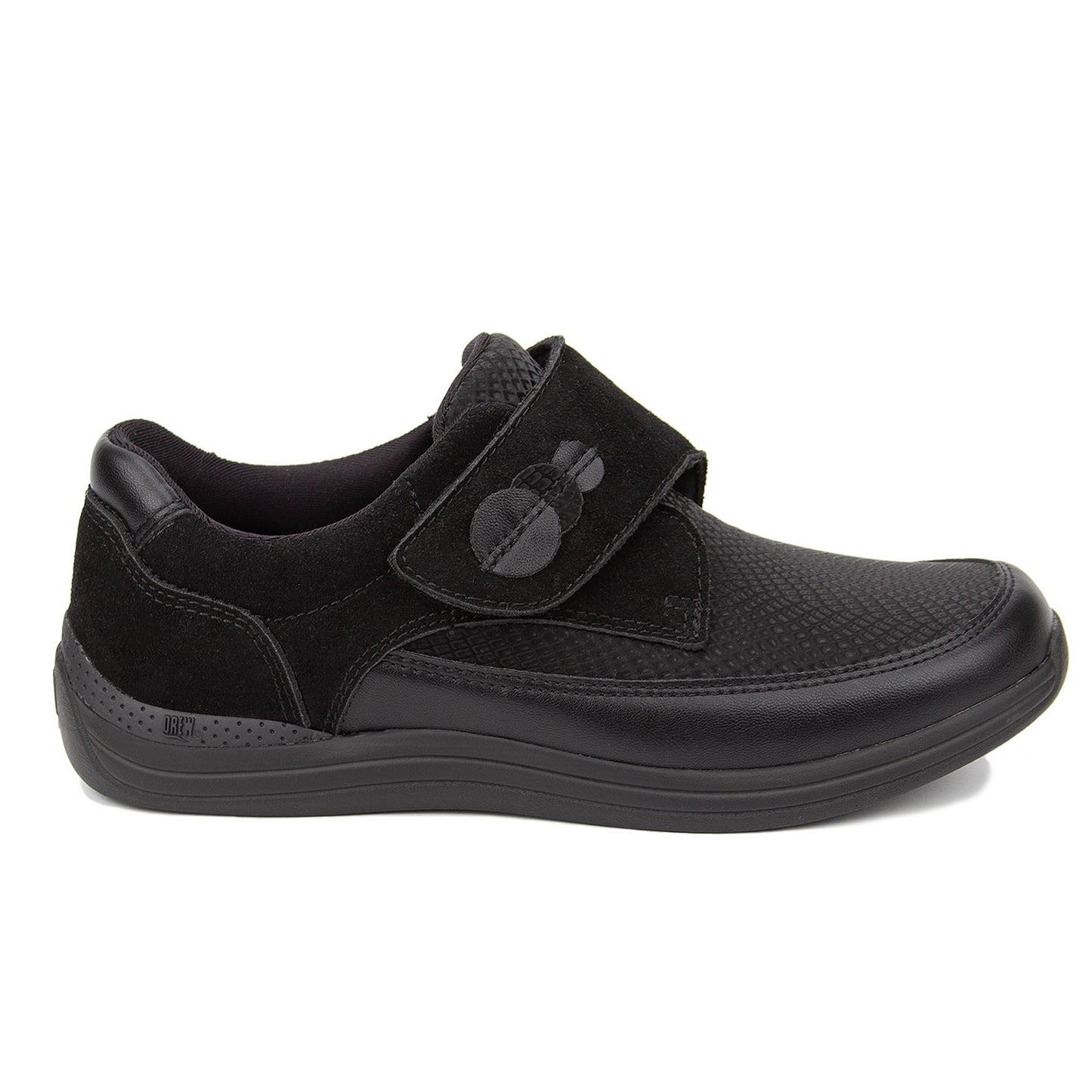 Drew Women's Lily Casual Shoes Black Hook and loop strap