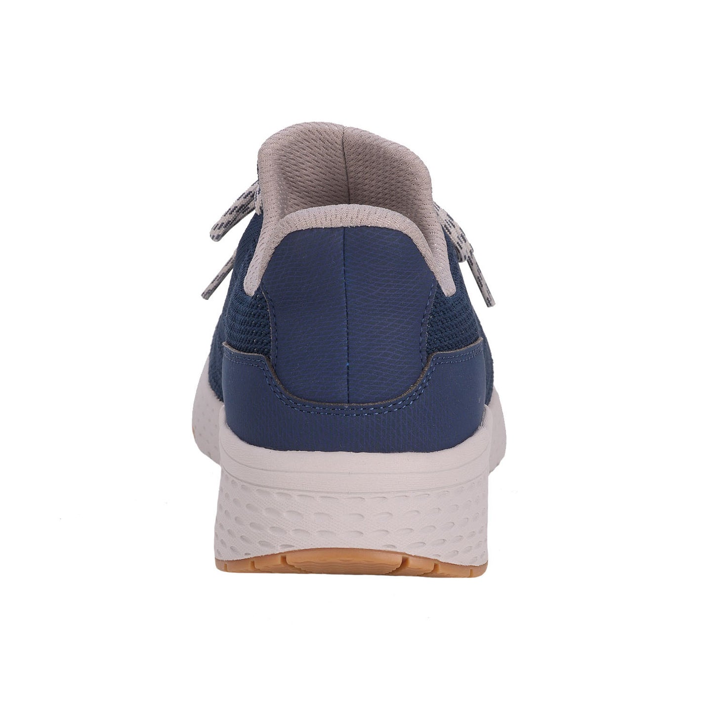 Navy blue sneaker with gray accents on a white background