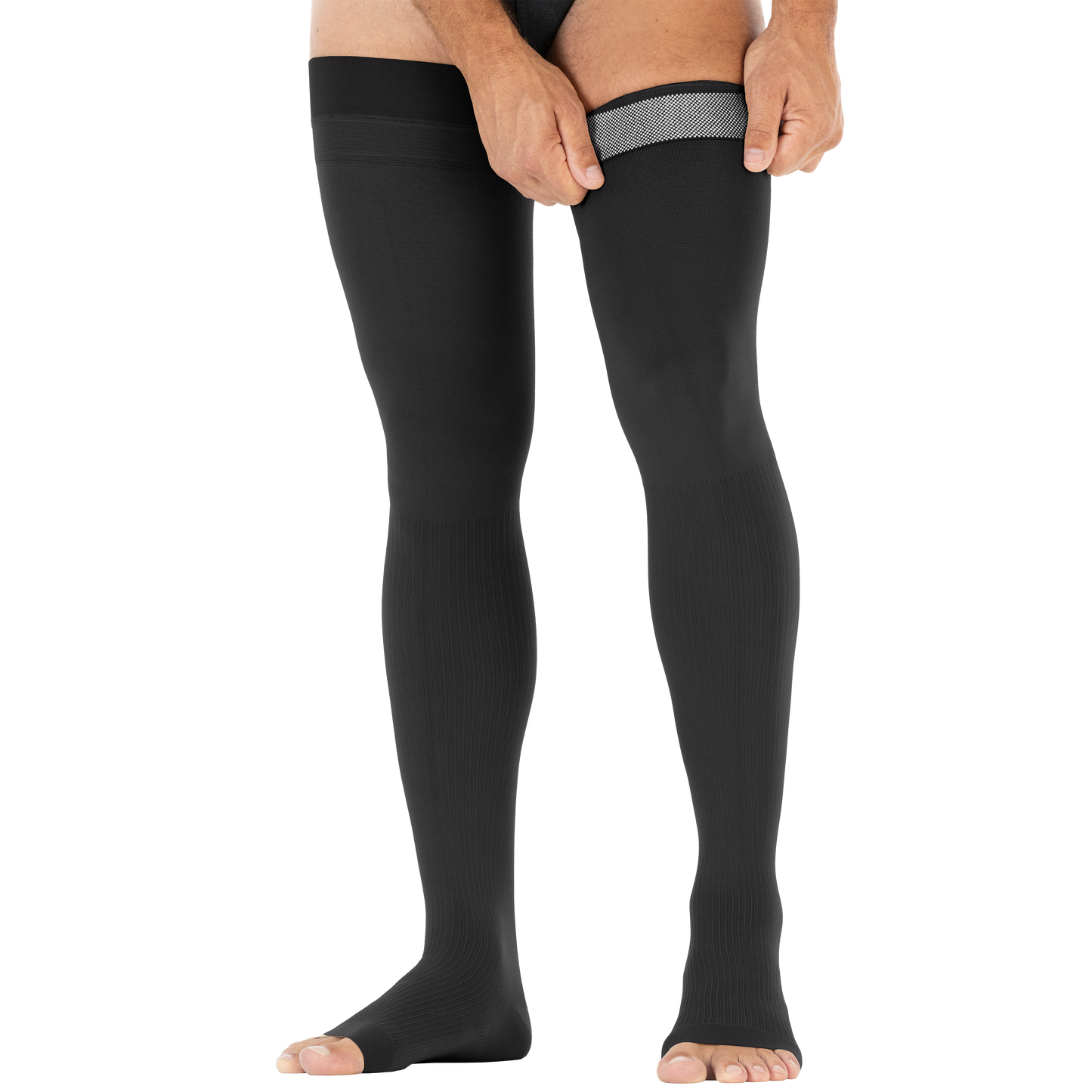 Jobst for Men Open Toe Thigh Highs w/Dot Band 15-20 mmHg