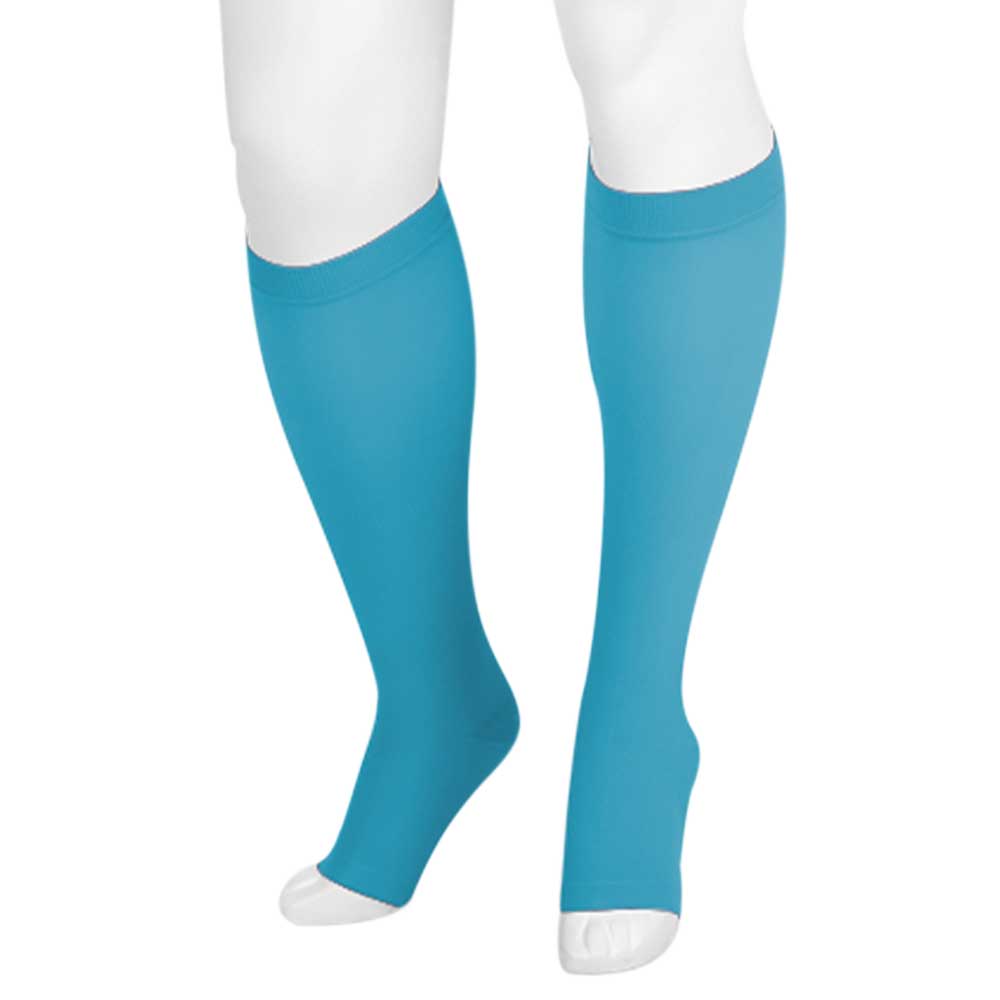 Juzo Soft 2002 Trend Colors Open Toe Knee Highs Blue Bayou