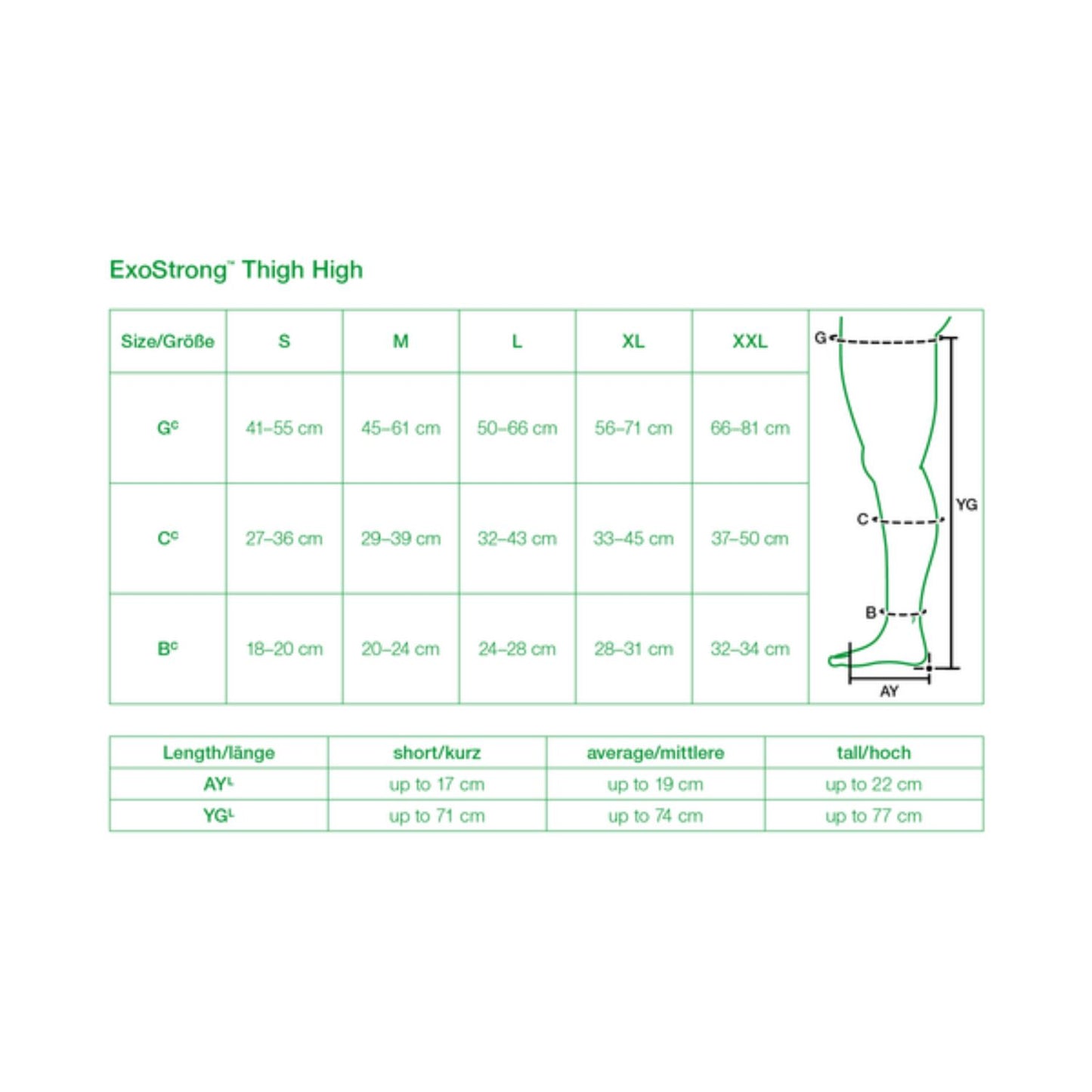 Exostrong Thigh High Size Chart