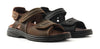 Group picture of two Hudson sandals side-by-side from angled side view