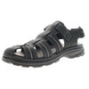 Black Hunter Fisherman Sandal with removable footbed, angled side view