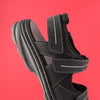 Footwear sports an attractive leather design featuring contrast stitching and a thick, supportive outsole