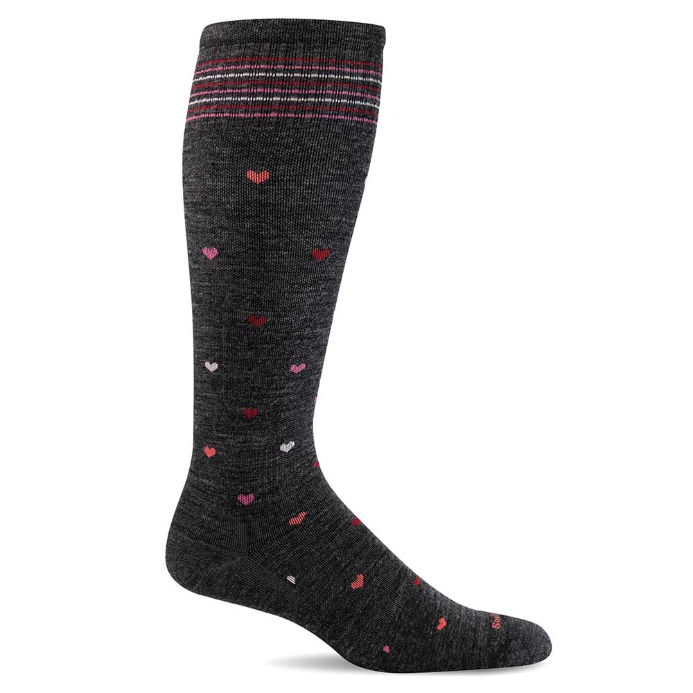 SockWell Women's Full Heart Wide Socks - 15-20 mmHg Charcoal