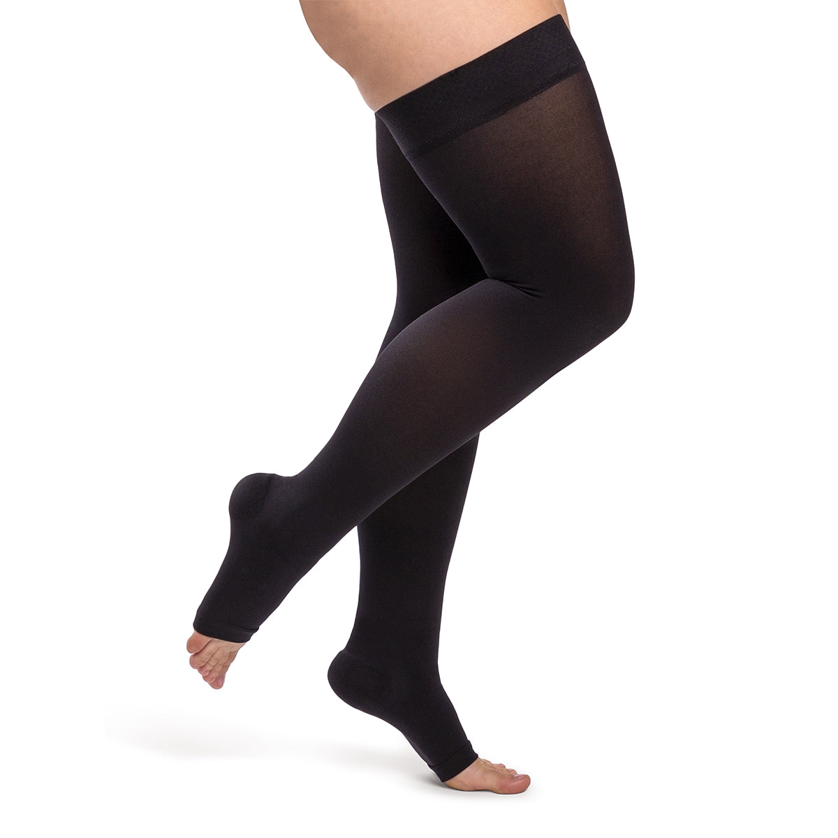 Sigvaris Essential 863 Opaque Open Toe Thigh Highs w/Grip Top 30