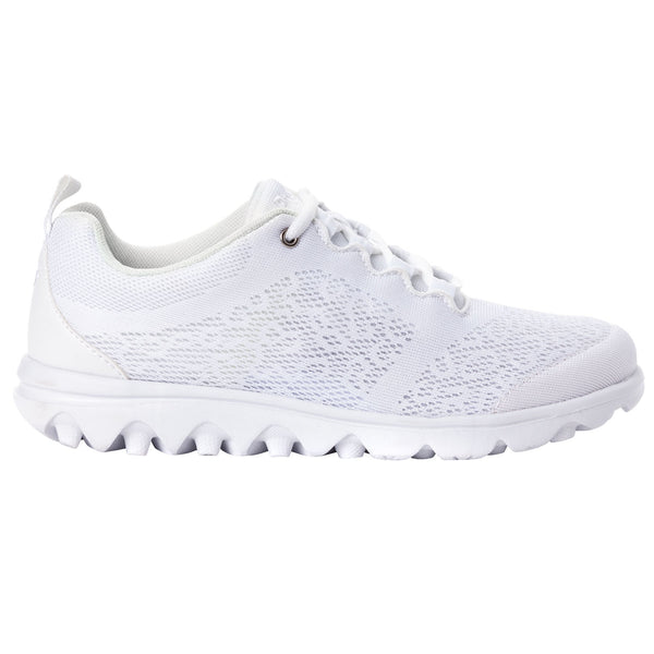 Outside side view of White Propet Women's TravelActiv Shoes