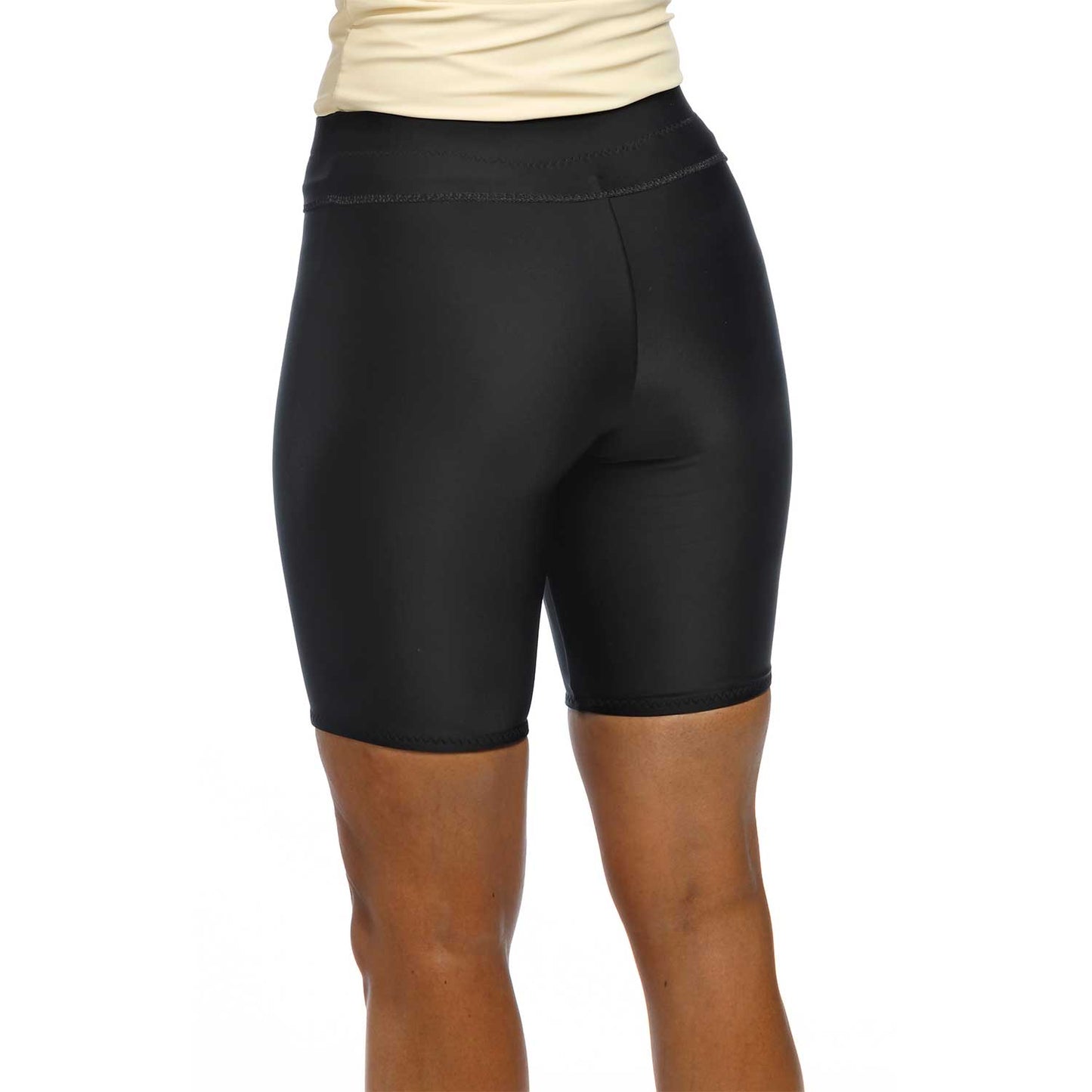 Wear Ease Black Compression Shorts Back of top band