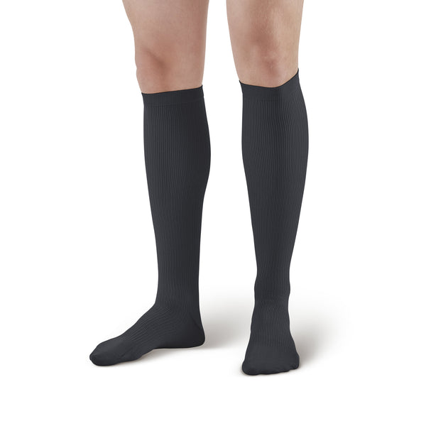 AW Style 100 Men's Knee High Dress Socks - 20-30 mmHg Black