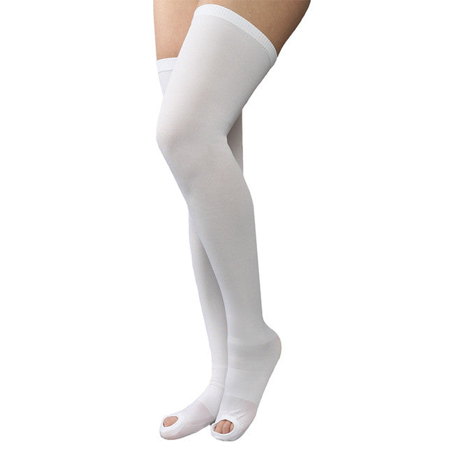 Therafirm Anti-Embolism 18 mmHg Open Toe Thigh High / White, XX-Large Therafirm Anti-Embolism 18 mmHg Open Toe Thigh High / White, XX-Large