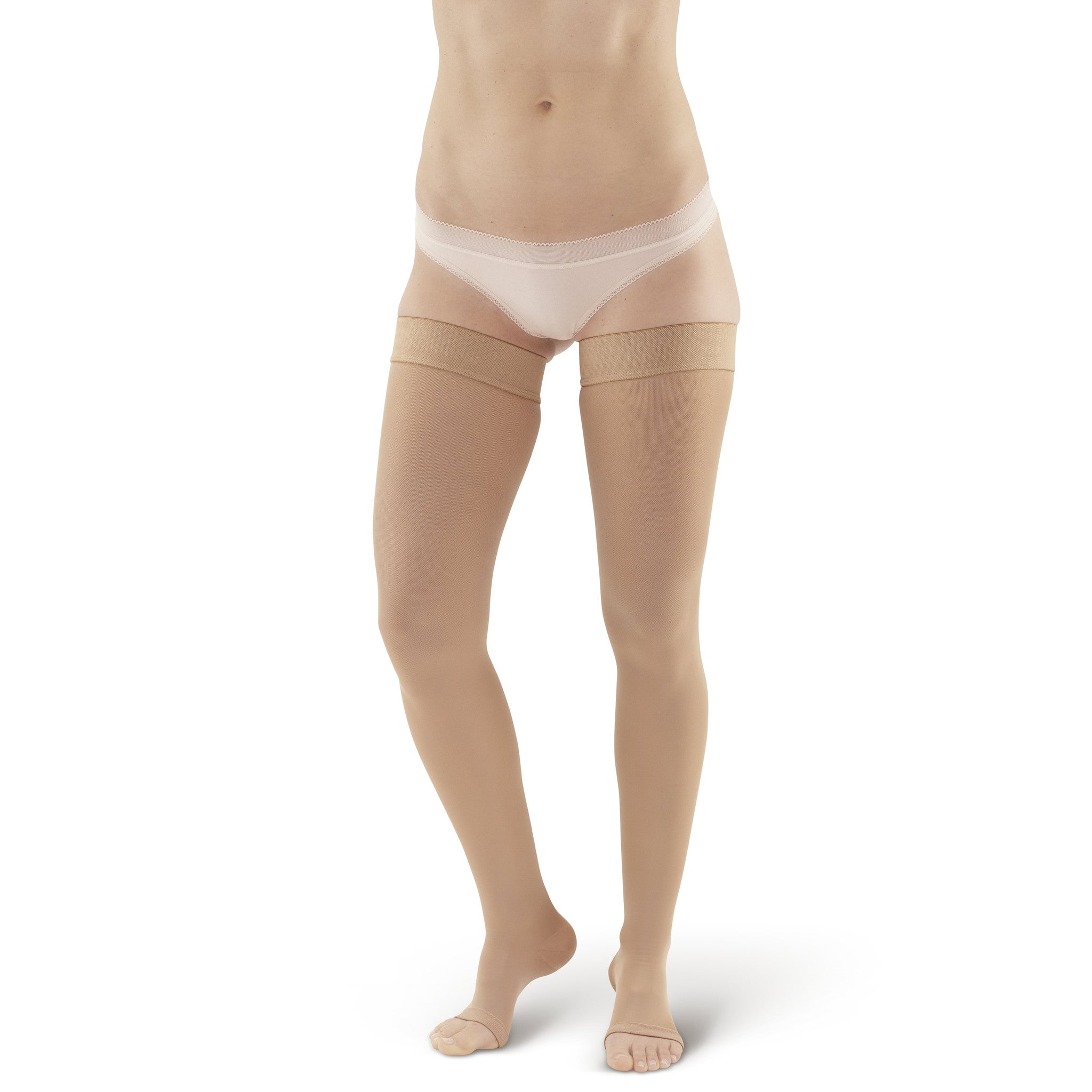 AW Style 265 Microfiber Opaque Open Toe Thigh Highs w/ Sili Dot