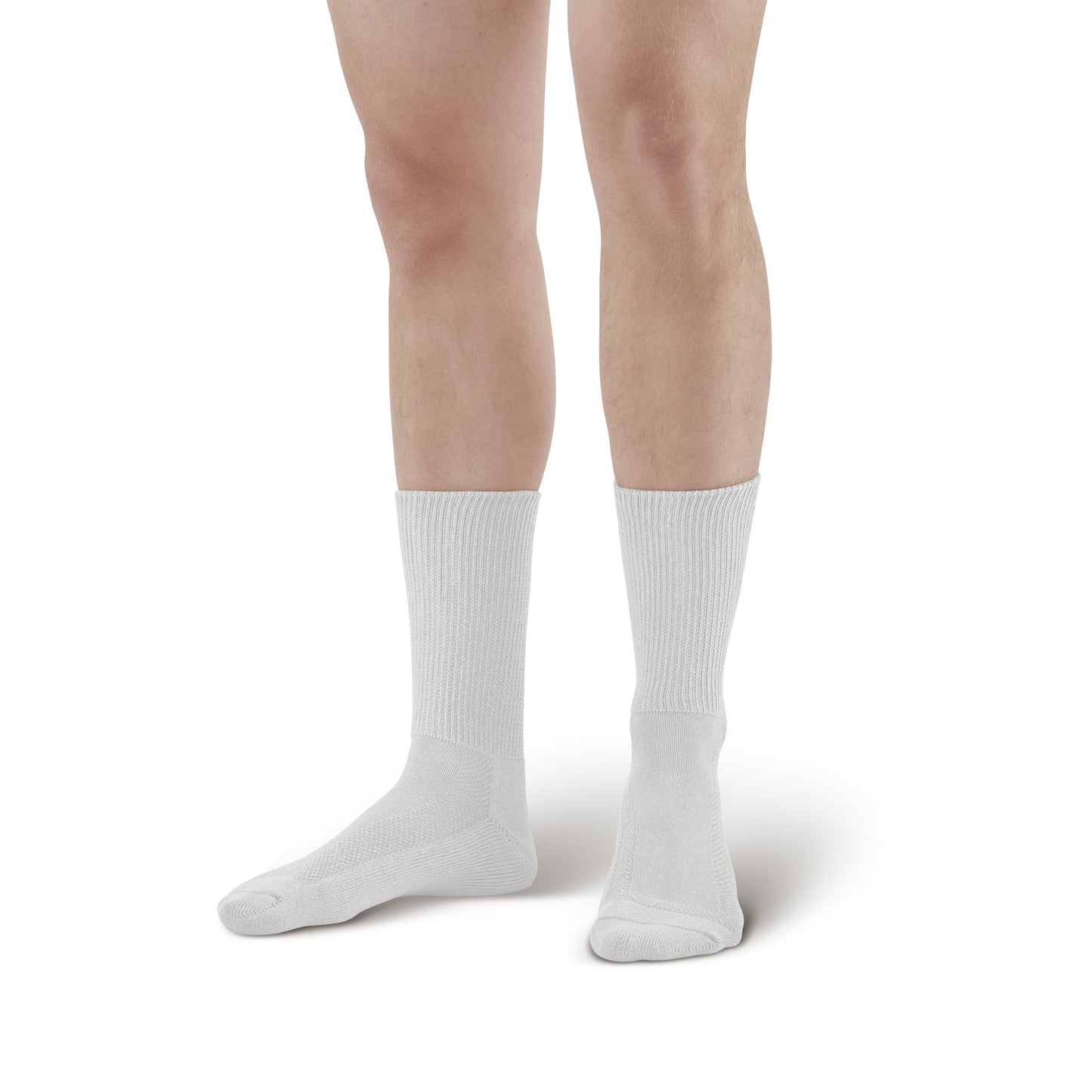 AW Style 736 Cotton Diabetic Crew Socks - Two Pack - White