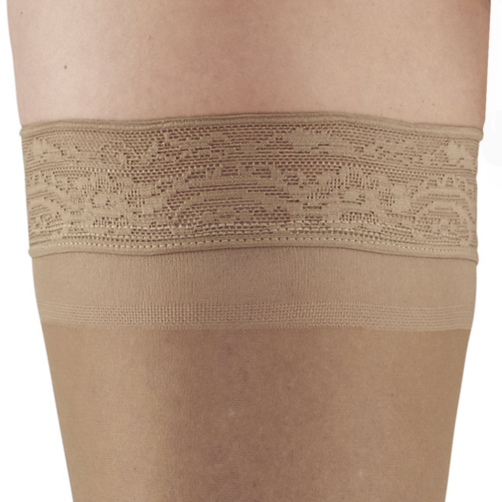 AW Style 74 Soft Sheer Thigh Highs w/Band - 8-15 mmHg (3-Pack) Natural Band