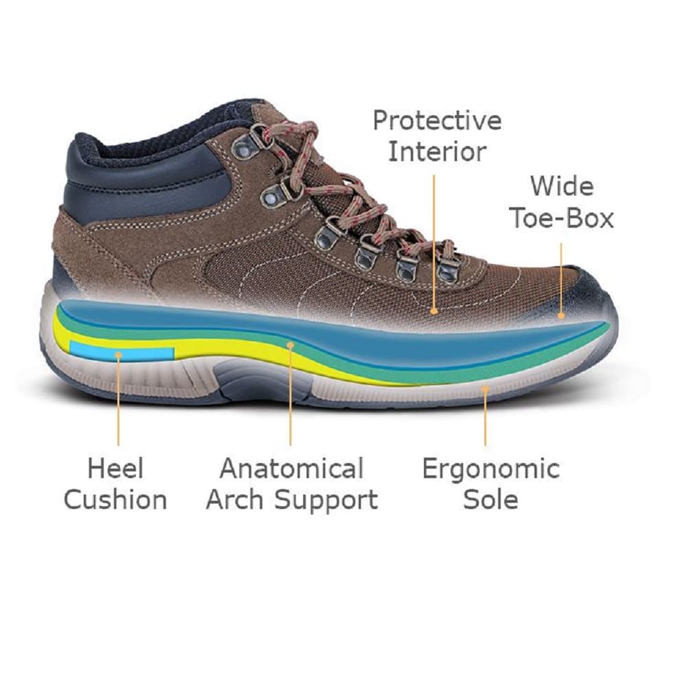 Orthofeet Women's Delta Boots protective interior, wide toe box, heel cushion, anatomical arch support, ergonomic sole