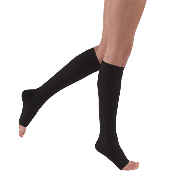 Jobst Relief Open Toe Knee Highs w/ Silicone Band - 20-30 mmHg Black