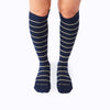 Comrad Stripes Knee High Socks - 15-20  mmHg Navy Sand