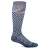 SockWell Women's Chevron Knee High Socks - 15-20 mmHg Denim Sparkle