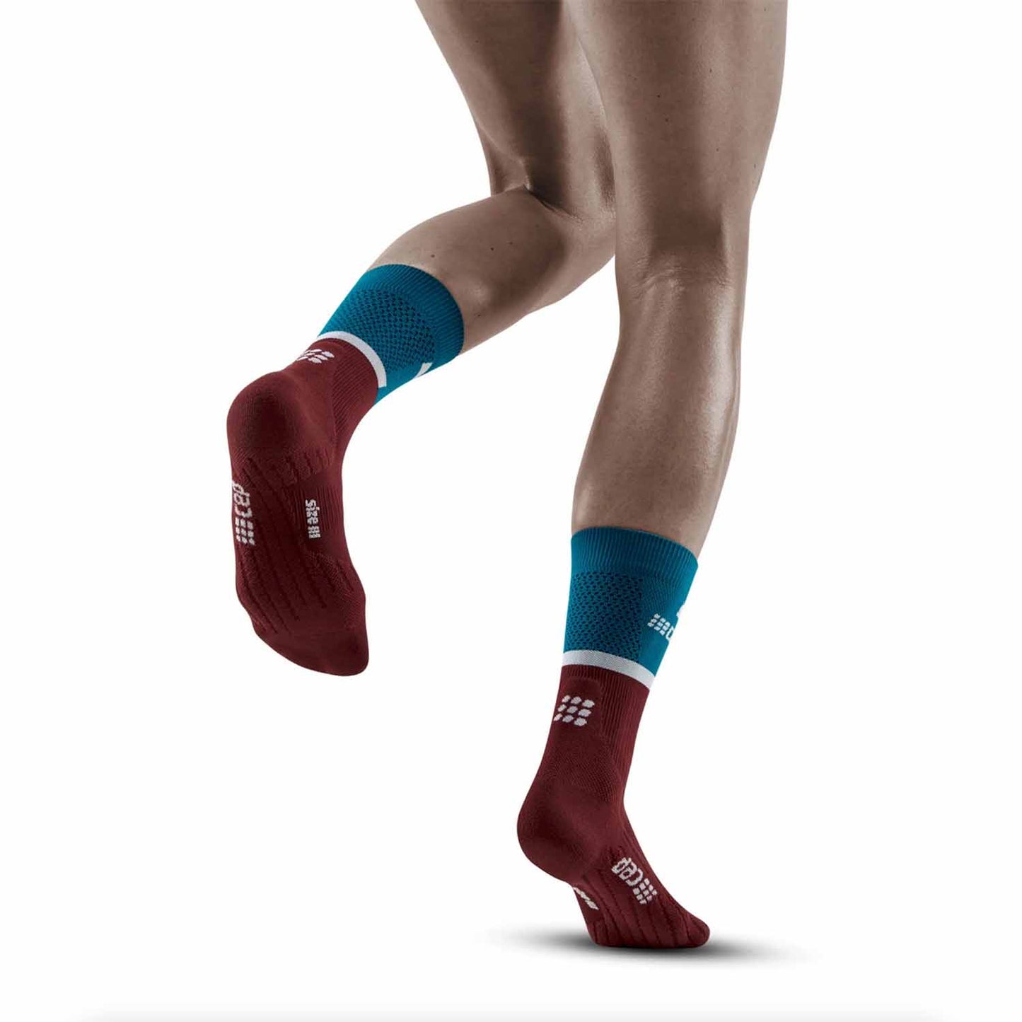 CEP Women's The Run Mid Cut Compression Socks 4.0 Petrol Dark Red