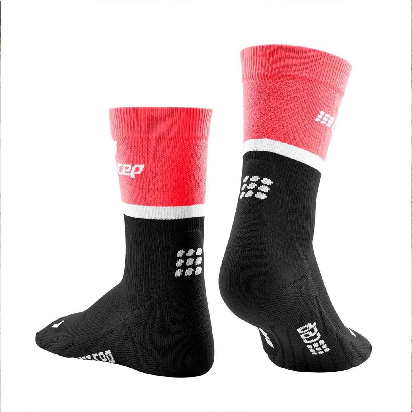 CEP Women's The Run Mid Cut Compression Socks 4.0 Pink Black