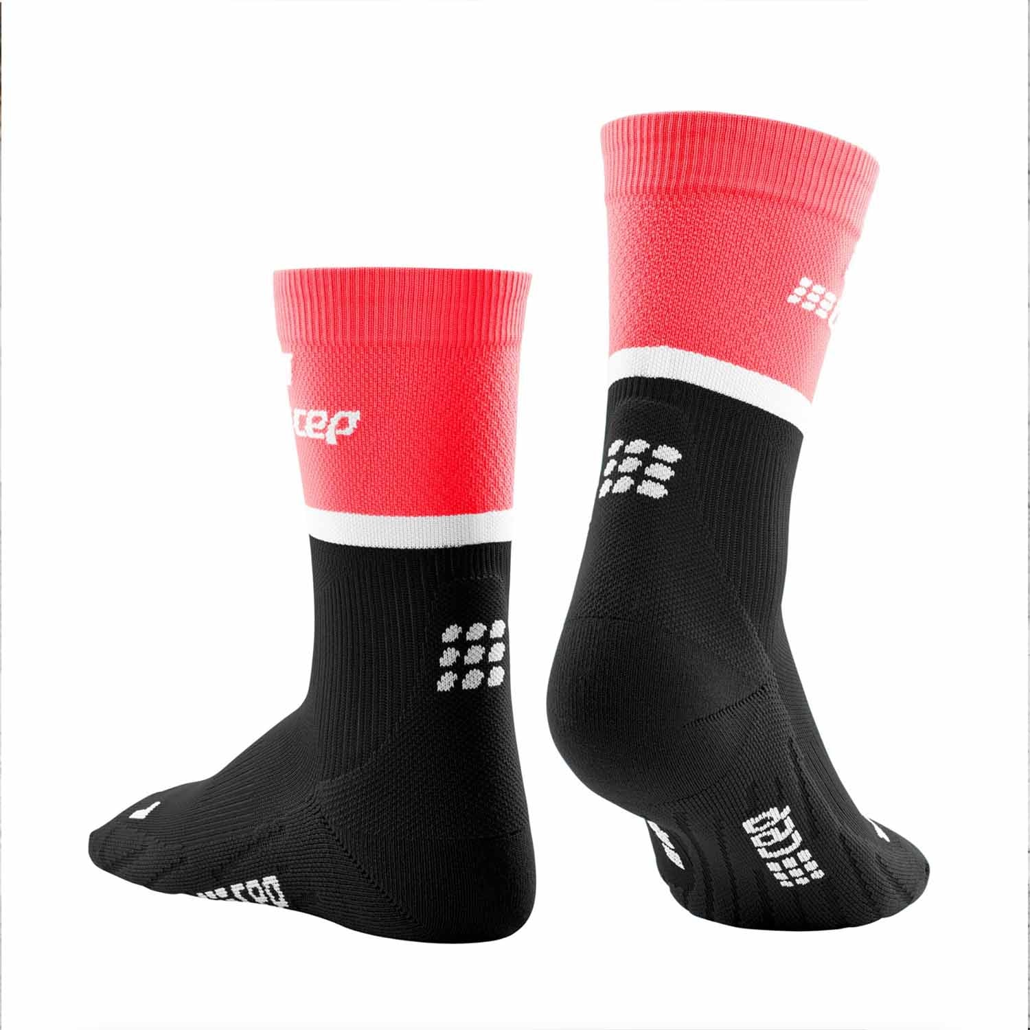 CEP Women's The Run Mid Cut Compression Socks 4.0 Pink Black