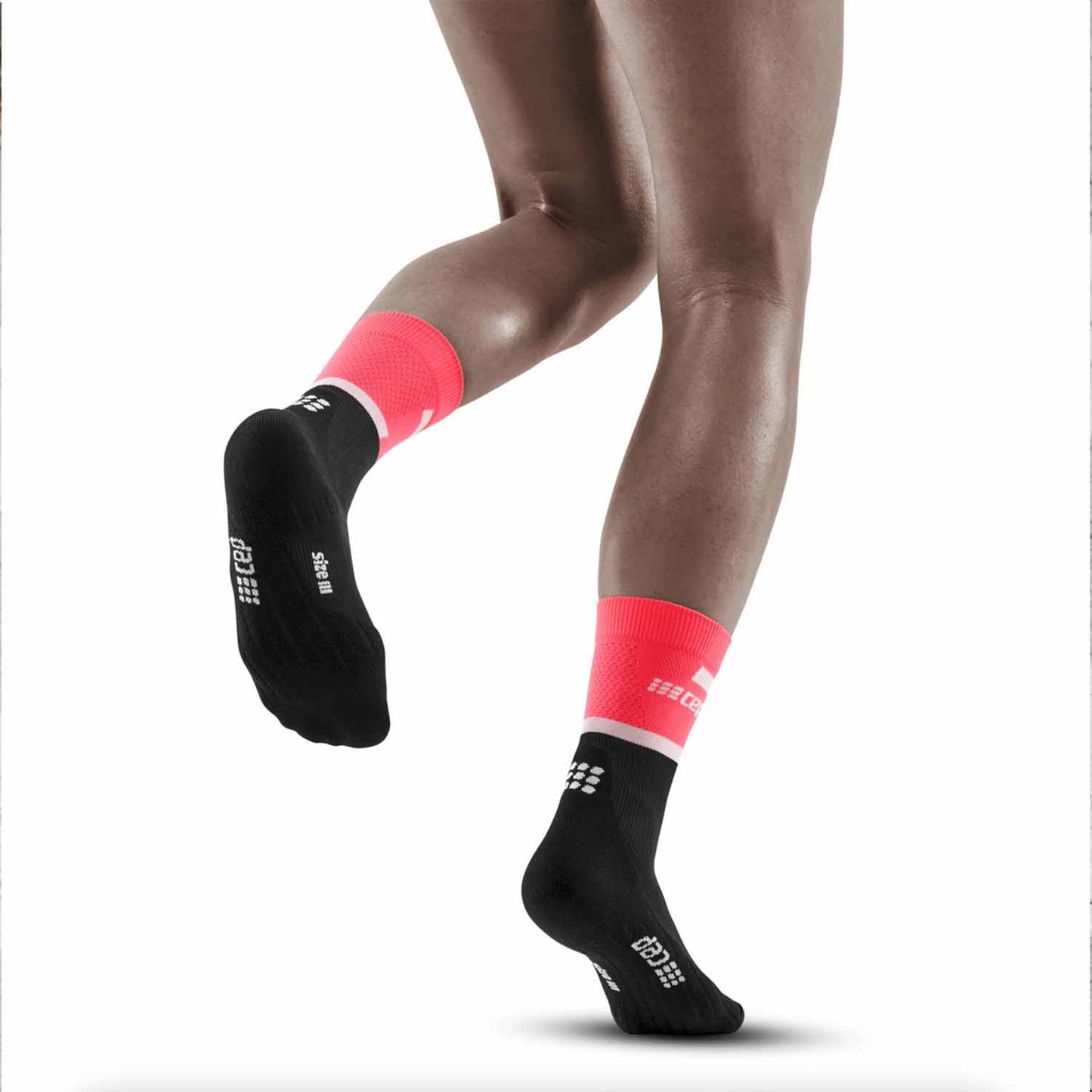 CEP Women's The Run Mid Cut Compression Socks 4.0 Pink Black