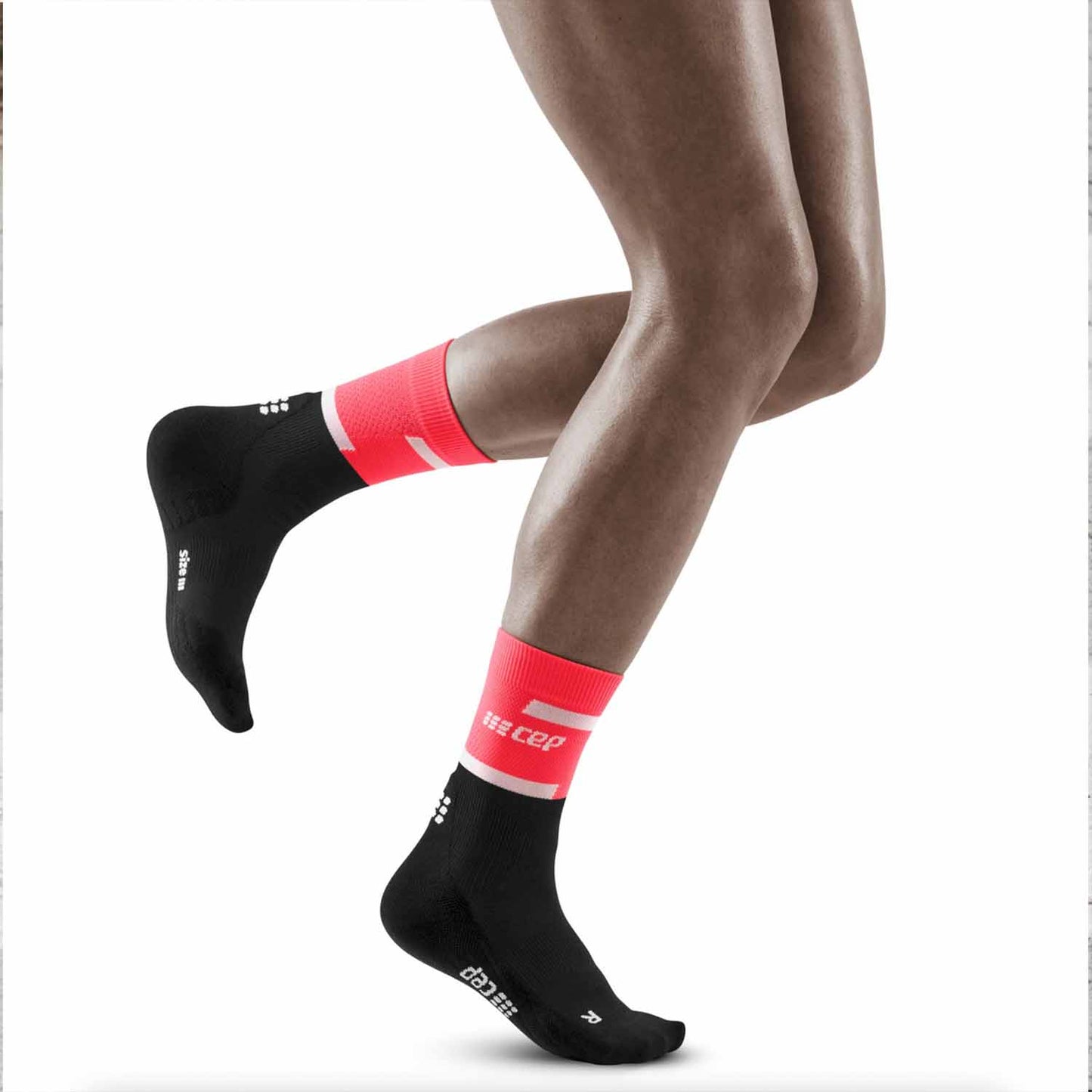 CEP Women's The Run Mid Cut Compression Socks 4.0 Pink Black