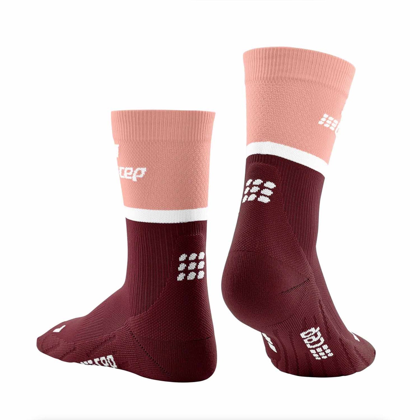 CEP Women's The Run Mid Cut Compression Socks 4.0 Rose Dark Red