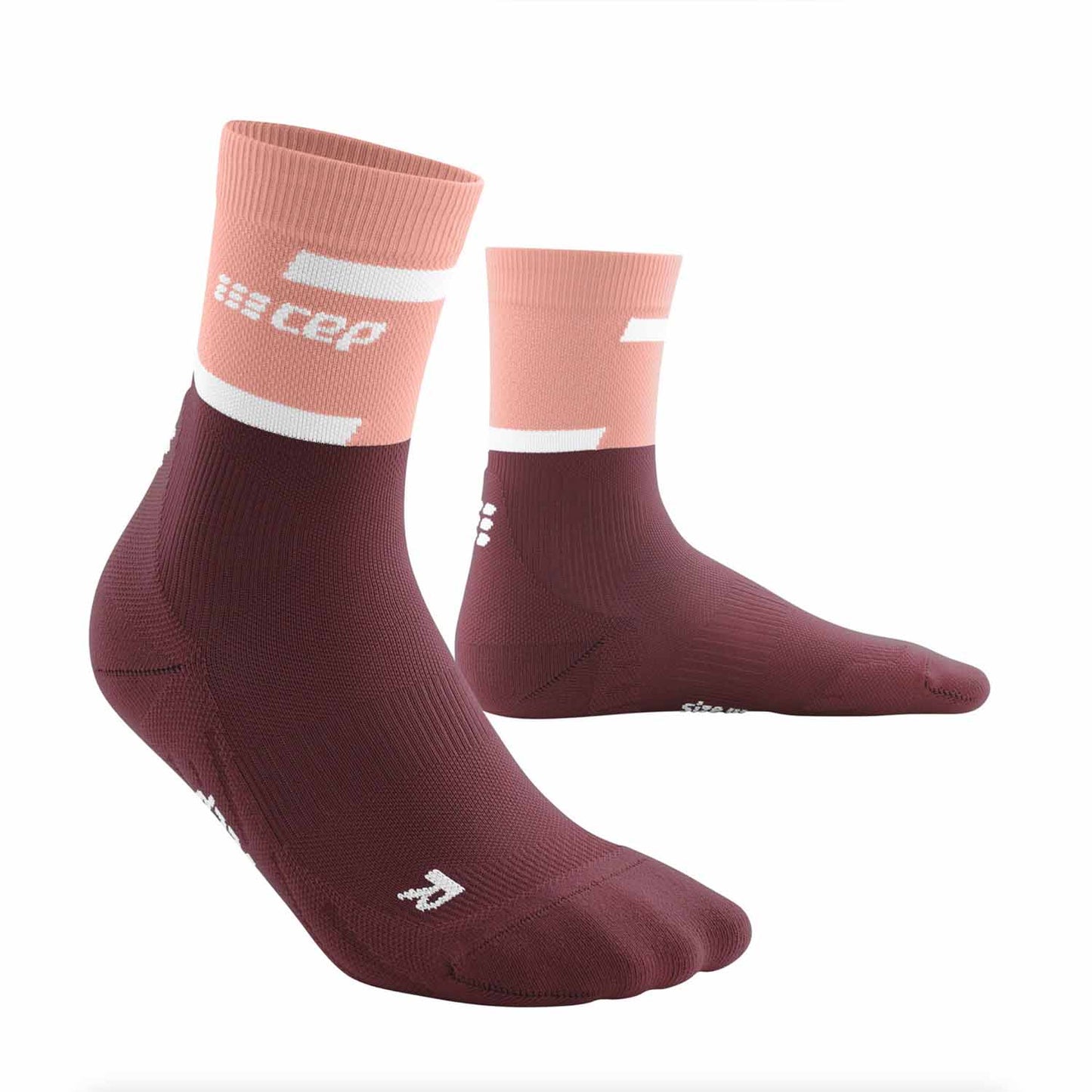 CEP Women's The Run Mid Cut Compression Socks 4.0 Rose Dark Red