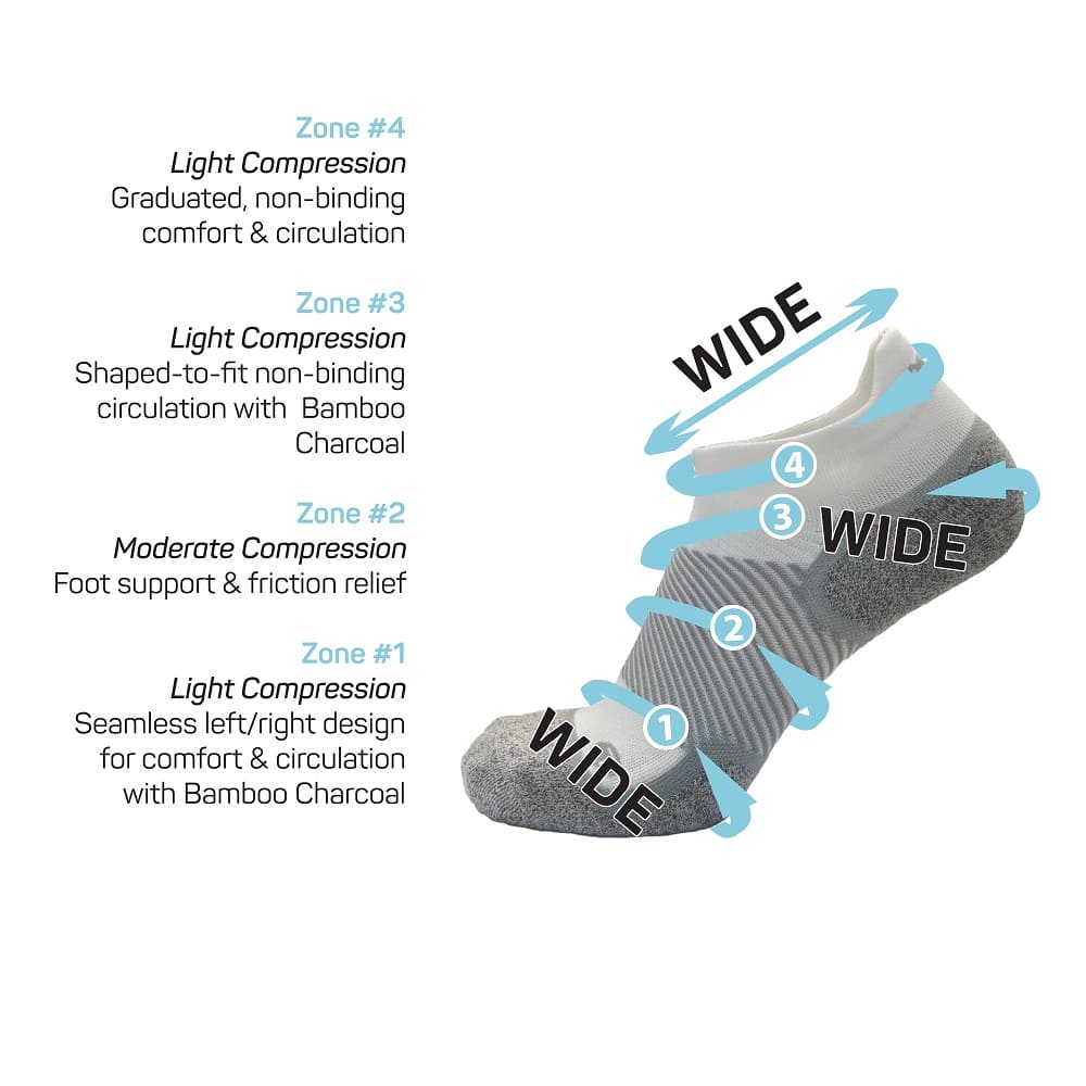 OS1st WP4+ Wellness Performance No Show Socks (Wide) (3 Pack)