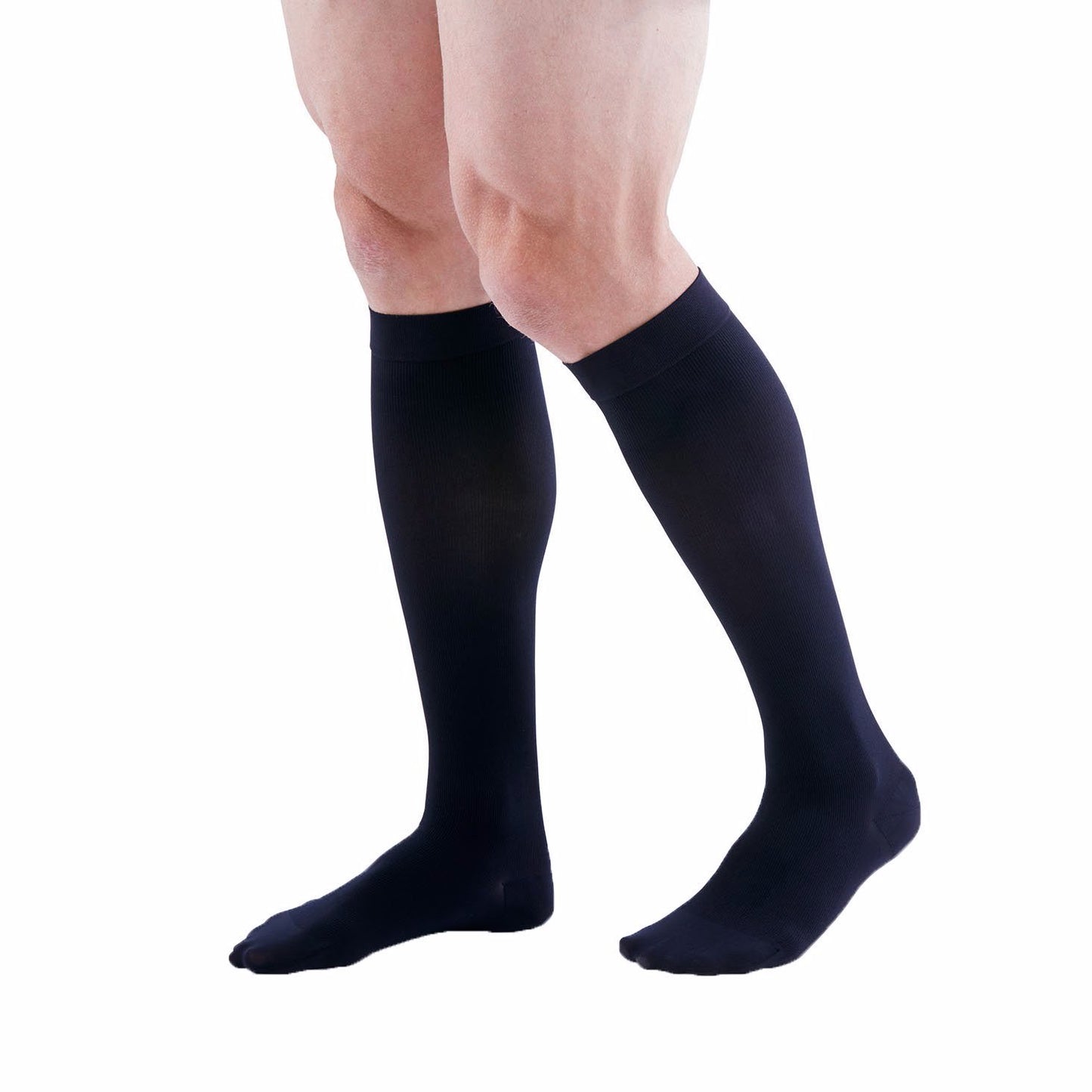 Medi Duomed Patriot Men's Ribbed Closed Toe Knee High Socks - 15-20 mmHg - Navy