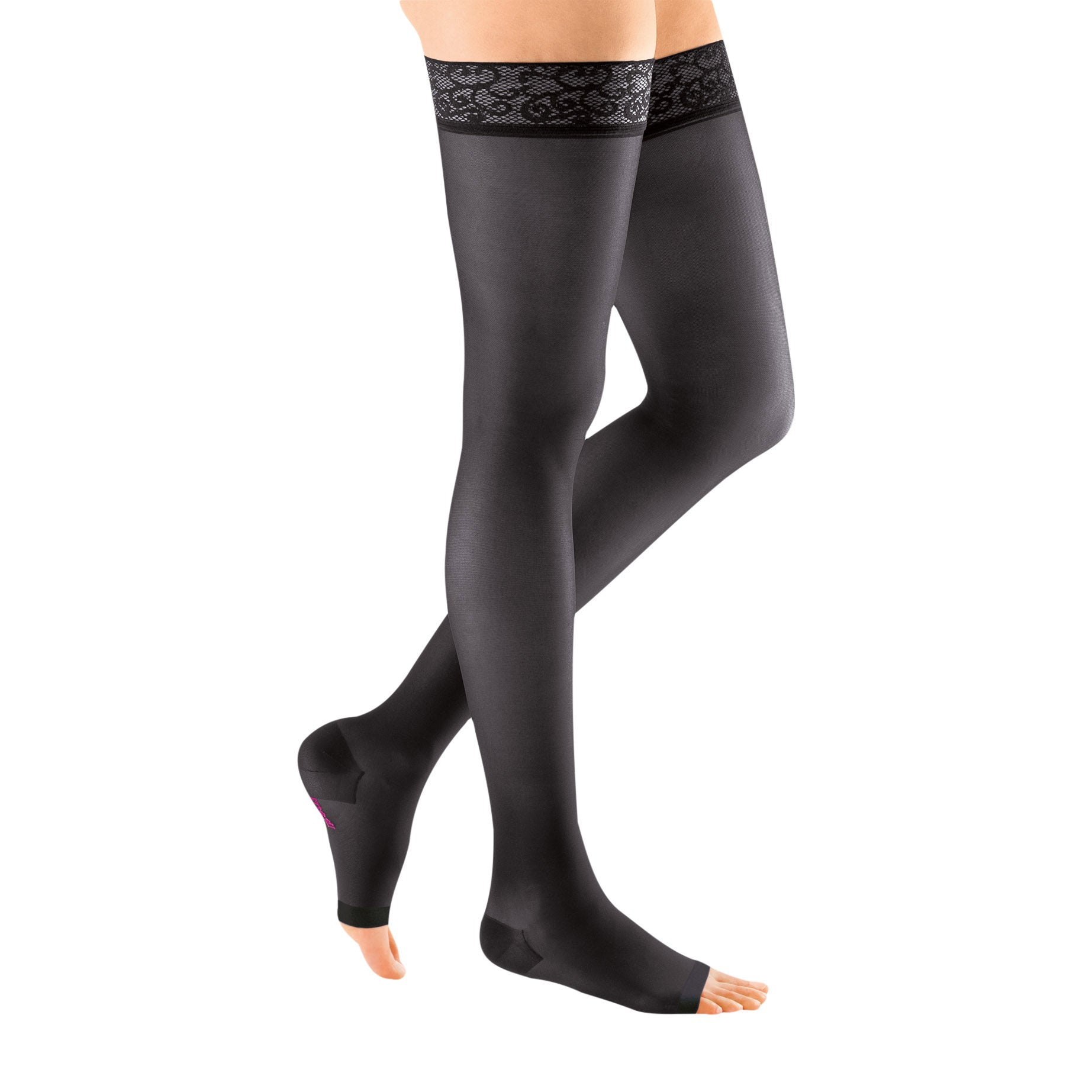 Medi Sheer Soft Open Toe Thigh Highs w/ Lace Band 20-30 mmHg