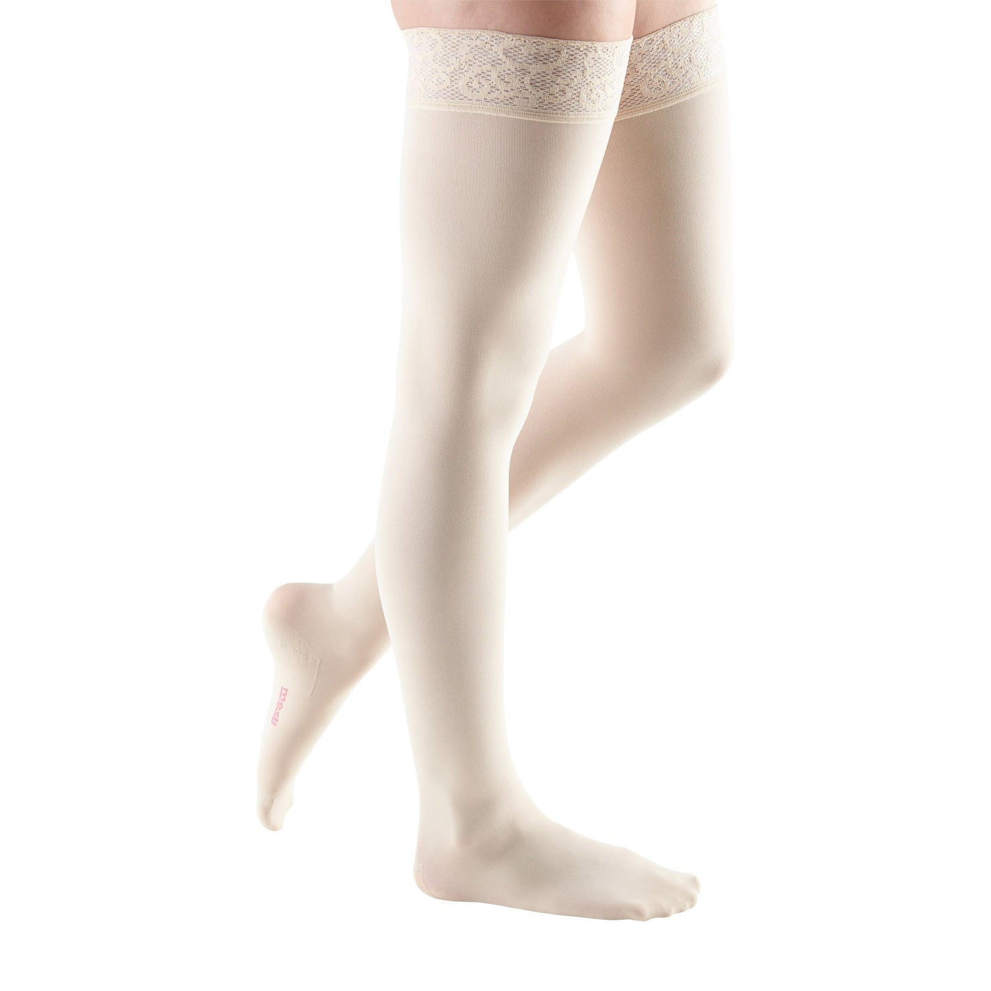 Medi Comfort Closed Toe Thigh Highs w/ Lace Band - 20-30 mmHg - Wheat