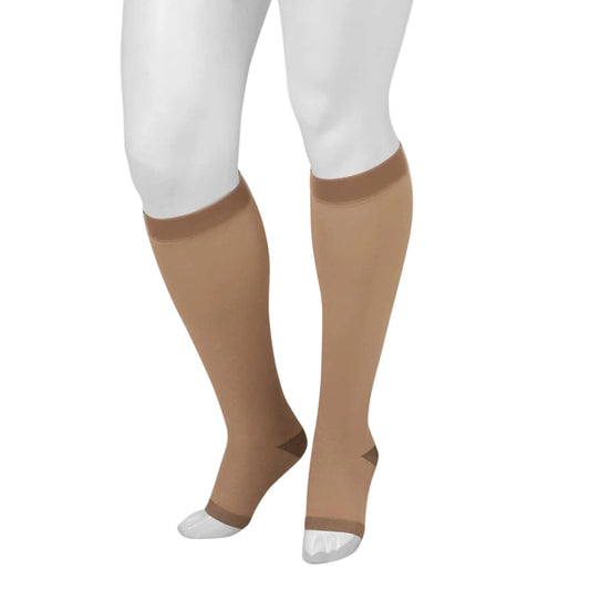 Juzo 2061 Silver Soft Open Toe Knee Highs 20-30 mmHg - Juzo 2061 Silver Soft Open Toe Knee Highs Beige Color
